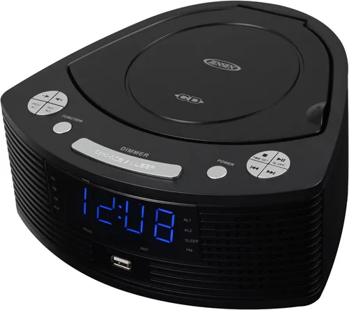Vista 3 de Jensen® Reproductor de Discos Compactos Estéreo con Radio AM/FM y Reloj Despertador Digital de Alarma Dual
