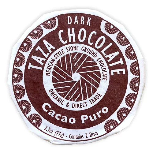 Vista 2 de Taza Chocolate Disco mexicano orgánico 70% chocolate negro, cacao Puro, 2.7 onzas (12 unidades), vegano