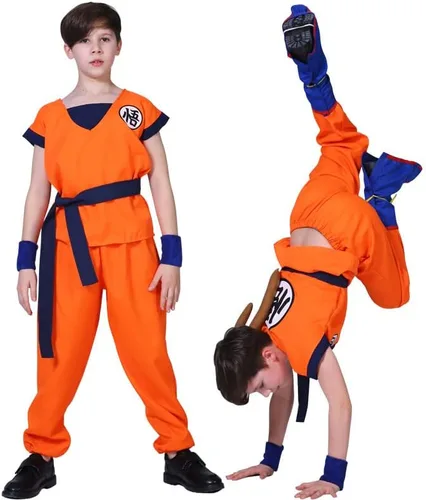 Vista 5 de HANERREAL Disfraz de anime para niños, conjunto completo de cosplay de Halloween