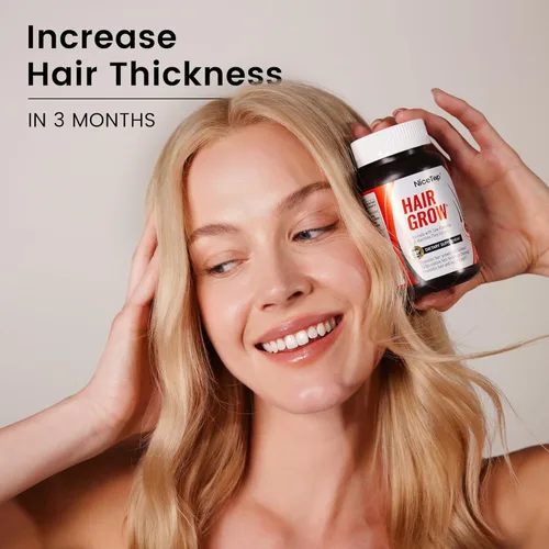 Vista 5 de Suplemento para el crecimiento del cabello, apoyo para el cuidado del cabello para fortaleza, crecimiento de espesor, con biotina vitamina A, C, E