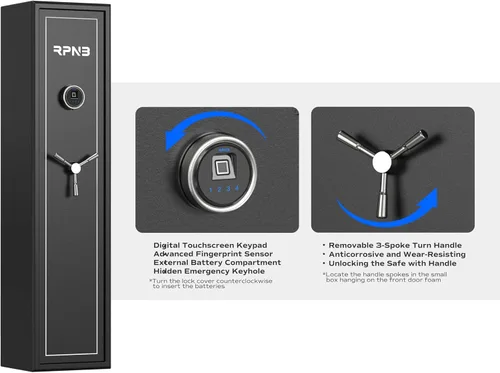 Vista 5 de RPNB Large Rifle Safe, Electronic Gun Security Cabinet for 5-7 Rifles, Quick-Access Long Metal Rifle Gun Security Cabinet