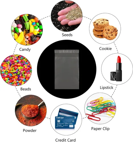 Vista 4 de Bolsas de celofán autoadhesivas transparentes de 3 x 4 pulgadas, bolsas de celofán autoadhesivas 300 piezas pequeñas de polietileno OPP de 2 mil