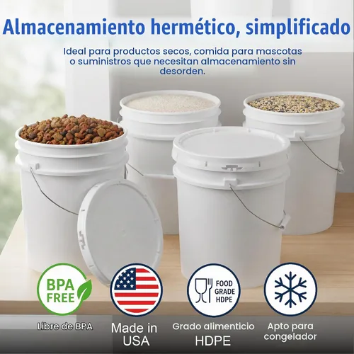 Vista 3 de ePackageSupply Cubo de 5 Galones con Tapa Hermética Fabricado en EE. UU. Grado Alimenticio Plástico Premium HPDE Resistente Cubo Multiusos