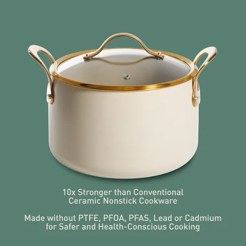Vista 4 de bloomhouse - Dos veces ganador de los Favoritos de Oprah - Olla holandesa antiadherente de aluminio resistente de 8 cuartos de galón, libre de PFA