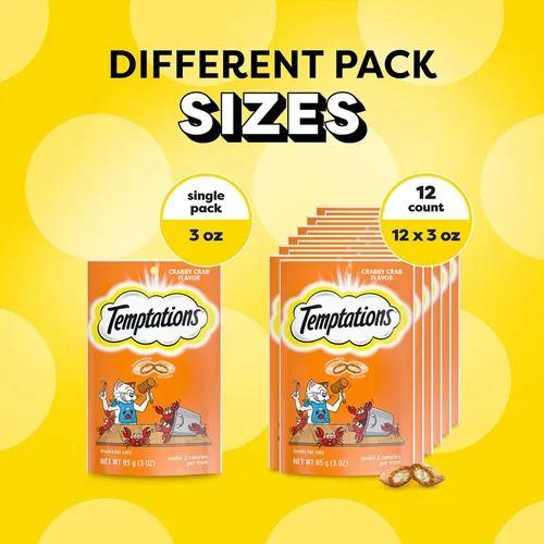 Vista 11 de Temptations Premios clásicos crujientes y suaves para gatos, sabor cangrejo de cangrejo, bolsa de 3 onzas (paquete de 12)