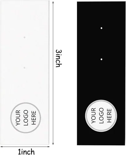 Vista 2 de Tarjetas personalizadas de 1 x 3 pulgadas, tarjetero de joyería para aretes personalizados, paquete de 100, 200, 500, 1000