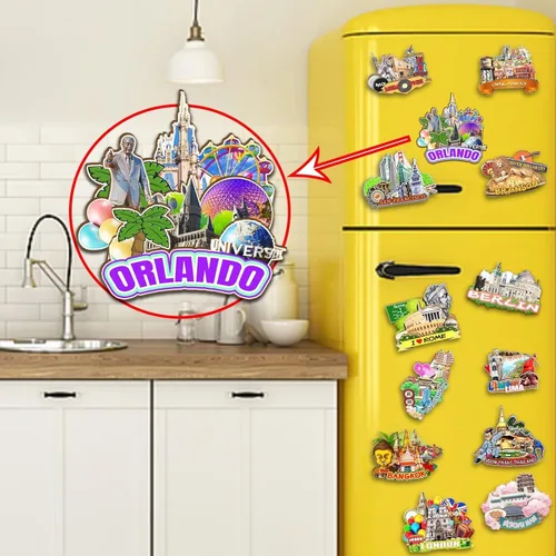 Vista 4 de Orlando Florida USA imán de nevera de madera 3D monumentos de viaje coleccionables recuerdos decoración hecho a mano - 2
