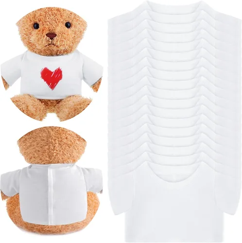 Vista 8 de 18 piezas de ropa de oso de peluche, camiseta de oso en blanco para sublimación, camisetas de muñeca de animales de peluche, sudadera básica