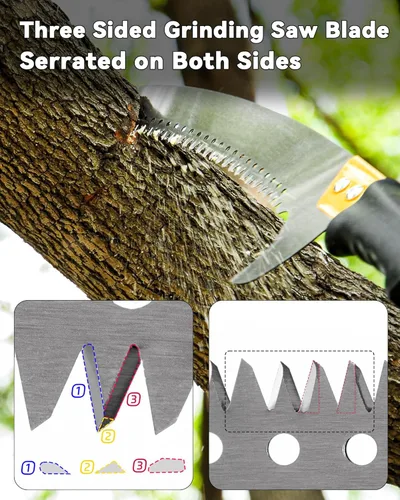 Vista 5 de Sierra de Poste de 8.5 Pies con Longitud Ajustable para Poda de Árboles, Sierra de Poda Manual Ligera con Hoja de Acero Mn, Cortador de Ramas