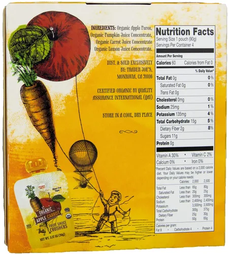 Vista 2 de Trader Joe's Trituradoras orgánicas de salsa de fruta de manzana y zanahoria