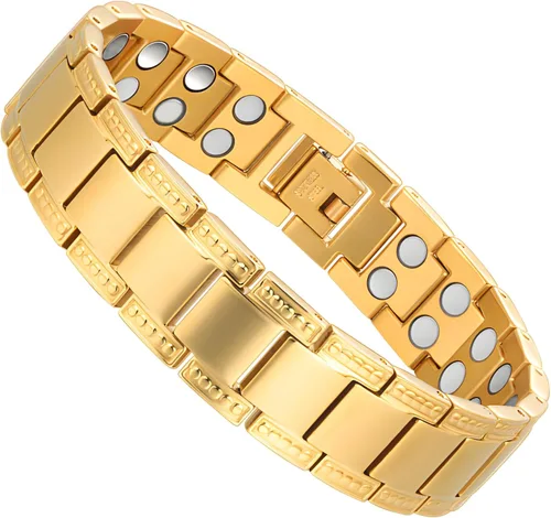Pulseras magnéticas para hombres, pulsera de acero de titanio, drenaje linfático, pulseras magnéticas terapéuticas con imanes de doble fila, regalo