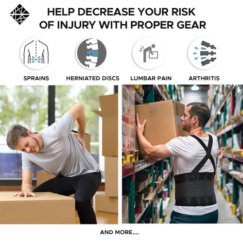 Vista 5 de Cinturón de apoyo ajustable para la parte inferior de la espalda con tirantes, soporte de trabajo resistente para hombres y mujeres, protección