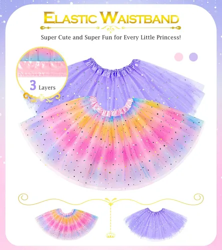 Vista 4 de Ropa de princesa para niñas pequeñas, juego de simulación y disfraz para niñas pequeñas de 3 a 6 años