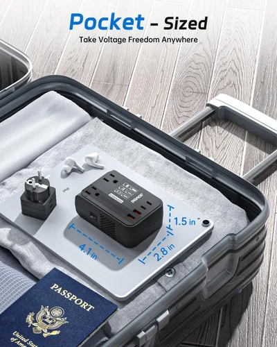 Vista 8 de DOACE Convertidor de 220 V a 110 V Convertidor de voltaje de 350 W de EE. UU. a Europa para alisador de cabello/convertidor de rizador para viajes