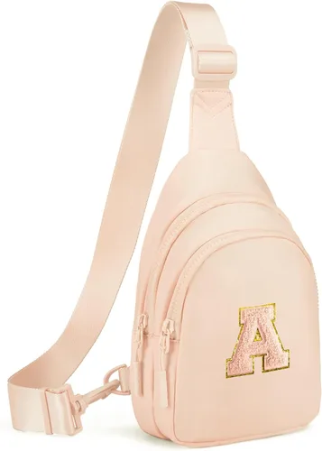 Vista 50 de Viverte Pequeña bolsa con inicial para niñas y mujeres, bonita cangurera cruzada de regalo