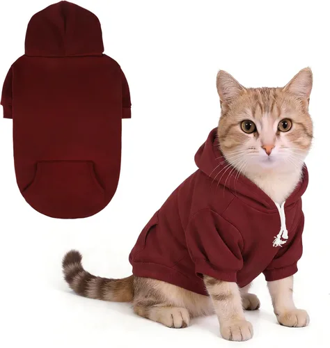 Vista 39 de KOOLTAIL Sudadera básica con capucha para perro, suave y cálida, con agujero para correa y con bolsillo, abrigo de invierno para perros, ropa