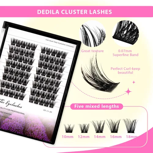 Vista 2 de Paquete grande de 80 racimos de 0.003 in de grosor, rizo D, pestañas postizas individuales, extensiones de aspecto dramático, extensiones