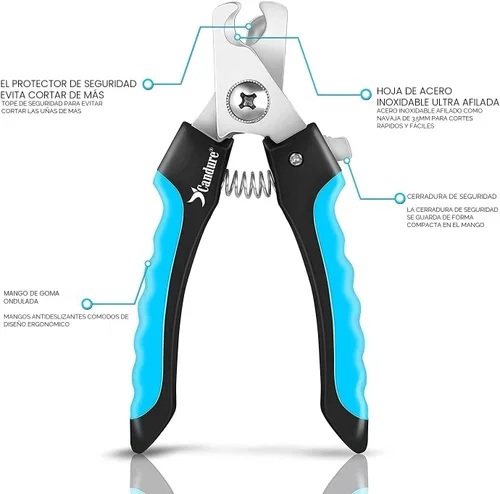 Vista 3 de Candure Cortaúñas para perros y recortadora con protector de seguridad para evitar cortar demasiado las uñas de los dedos de los pies, cortaúñas