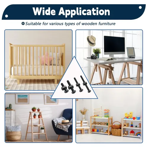 Vista 5 de Juego de 28 tornillos para cuna, juego de 28 pernos para marco de cama de bebé y tuercas de barril para Delta/Graco/Dream, M6x20mm/1.181 in/1.575