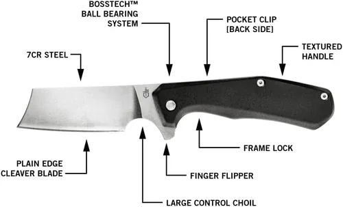 Vista 2 de Gerber Asada EDC - Cuchillo de bolsillo plegable, para caza, clip