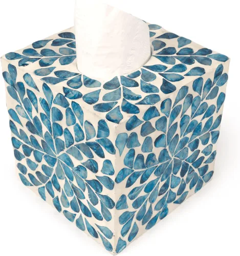 Vista 9 de CLAYNIX Funda para Caja de Paños - Soporte para Caja de Paños con Incrustación de Mosaico de Nácar Madre Perla - Funda para Caja de Paños Cuadrada