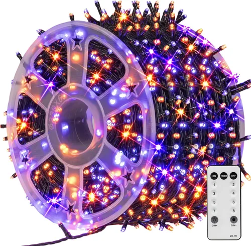 Vista 11 de TW SHINE - Luces de Navidad que cambian de color, 200 luces LED RGB de 66 pies, luces de Halloween para exteriores con control remoto, impermeables