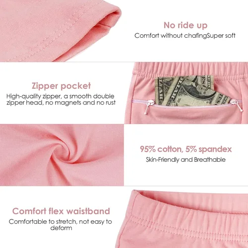 Vista 3 de Ropa interior para mujer con bolsillo secreto, paquete de 2 boxers de viaje anti carteristas (rosa)
