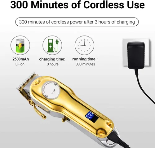Vista 4 de Gegong Cortapelos para hombres de 2500 mAh con cable inalámbrico, kit profesional de corte de pelo y aseo para hombres, recortadora de barba