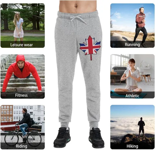 Vista 5 de British Flag Canada Maple Leaf Men's Casual Yoga Sweatpants Workout Athletic Elastic Waist Pants Outdoor Jogger Pants Black