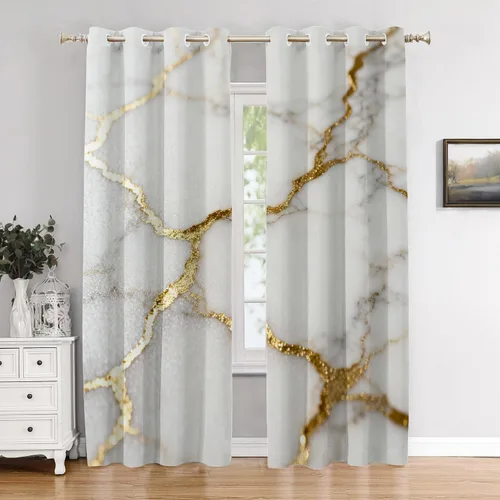 Vista 12 de Cortinas opacas de mármol abstracto blanco y gris para ventanas, cenefas opacas de poliéster multicapa para cocina, paquete de 2 unidades, 26 x 24