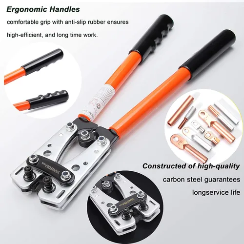 Vista 2 de Yangoutool Herramienta de prensado de cable de terminal de batería AWG 1/0, 2, 4, 6,8,10 para electricista, crimpadora de cables para electricista