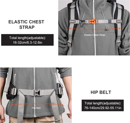 Vista 9 de MOUNTAINTOP 70L - Mochila con marco interno para camping, senderismo, mochila para hombres y mujeres con cubierta de lluvia