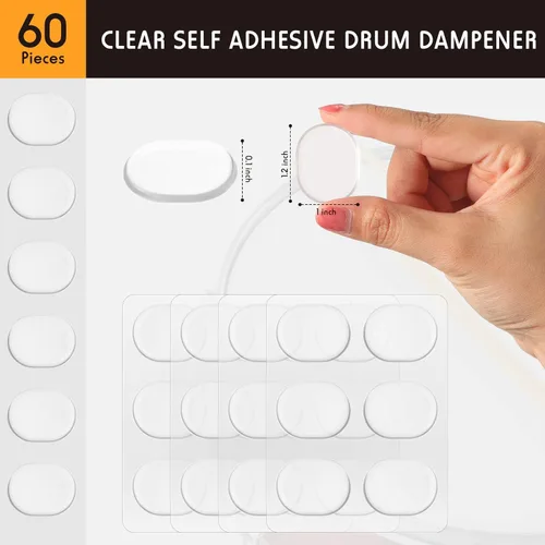Vista 2 de Yeshone 60 Piezas de Amortiguadores de Gel en Espuma para Batería, Almohadillas de Gel de Silicona Suave para Control de Tono para Platillos