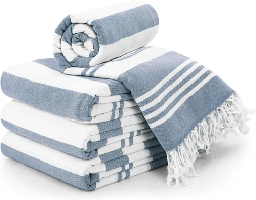 Vista 16 de Utopia Towels Paquete de 4 toallas turcas de playa, 40 x 72 pulgadas, 100% algodón, de gran tamaño, sin arena, ligeras, de secado rápido, prelavadas