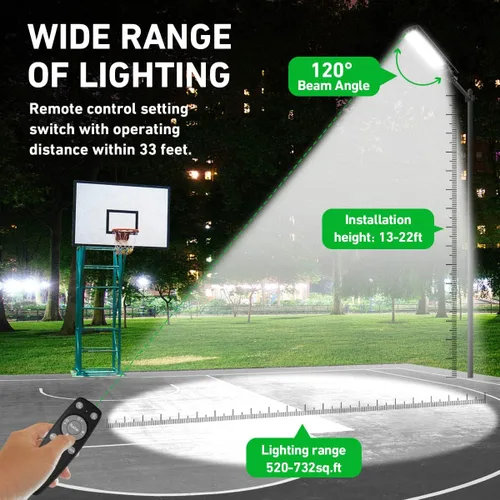 Vista 5 de Solar Street Light Outdoor, 900LEDs 45000lm, IP67 Solar Flood Lights Waterproof with Security Motion Sensor Remote Control, Dusk to Dawn Lighting