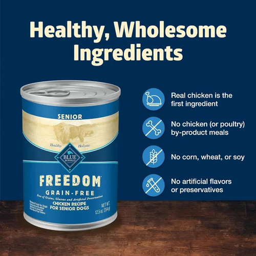 Vista 6 de Blue Buffalo Freedom - Alimento húmedo para perros mayores sin granos, libre de glúteos y conservantes artificiales, hecho con ingredientes