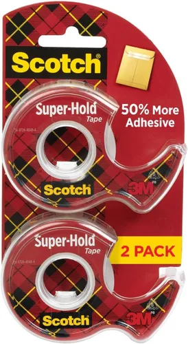 Scotch Cinta superfija, 2 rollos, acabado transparente, 50% más adhesivo, favorito de confianza, 3/4 x 600 pulgadas, dispensado (198DM-2)