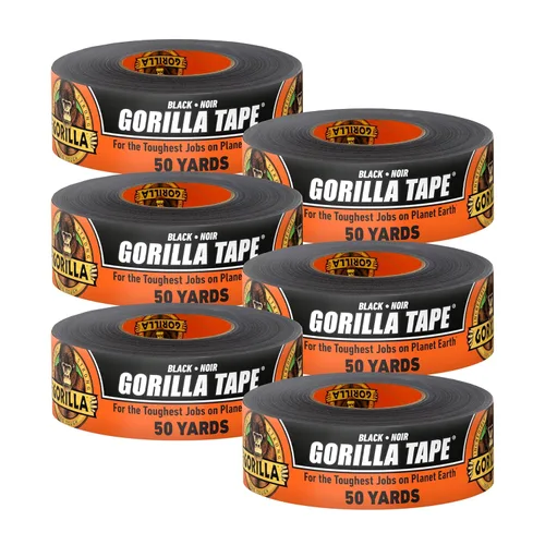 Vista 9 de GORILLA Cinta adhesiva para conductos, cinta negra, 1.88 pulgadas x 50 yardas (paquete de 1) - Resistente para uso pesado y resistente a