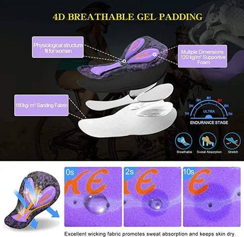 Vista 4 de FEIXIANG Ropa interior de ciclismo para mujer, pantalones cortos acolchados 4D para bicicleta, ciclismo, equitación, montaña