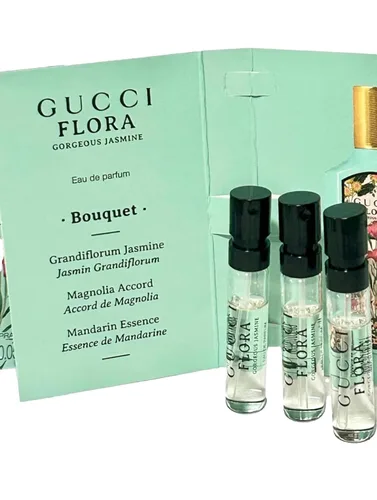Vista 3 de Gucci Muestra de flora perfume Flora Gorgeous Jasmine Perfume Mujer EDP Spray 0.1 fl oz / 0.05 oz (juego de 3)