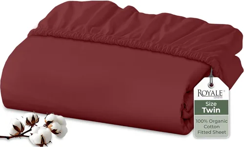 Vista 29 de Royale Linens Sábana bajera ajustable de algodón 100% orgánico - Tejido percal - Sábanas bajeras de bolsillo profundo súper suaves - Sábana elástica