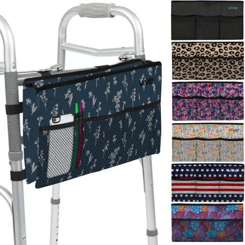 Vista 18 de Bolsa para andador Vive - Bolsa de cesta para silla de ruedas con accesorios (resistente al agua) - Accesorio de caddy para personas mayores
