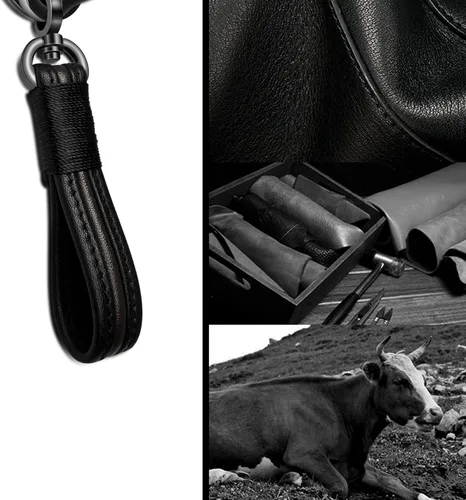 Vista 5 de Idakekiy Llavero de cuero de microfibra con 4 llaveros giratorio de 360 grados, organizador universal para llavero