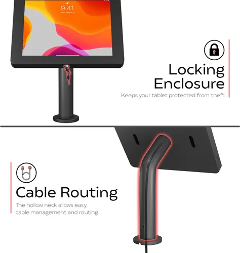 Vista 3 de CTA - Carcasa de pared para iPad con cuello de cisne, soporte de pared para tabletas con cuello curvado para iPad 7, 8, 9 y 9 de 10.2 pulgadas, iPad