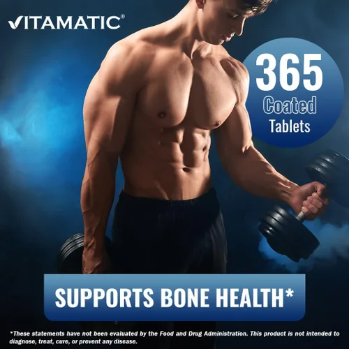 Vista 4 de Vitamatic Suplemento de calcio de 1200 mg con D3, K2 y B12, apoyo para la salud inmune y ósea - 365 tabletas recubiertas