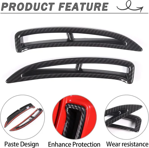 Vista 4 de Lcojicep Rejilla de ventilación lateral trasera para coche compatible con Chevrolet Corvette C6 2005-2013, rejilla de ventilación lateral para ABS