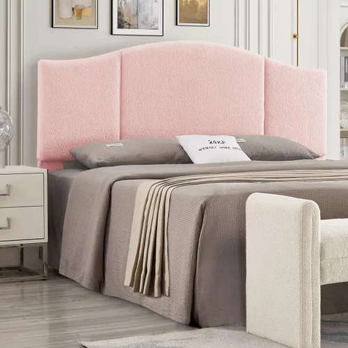 Vista 23 de 24KF Cabecera tapizada de tela de peluche suave, cabecera moderna con borde superior ondulado tamaño California King, 6033-K-Gris