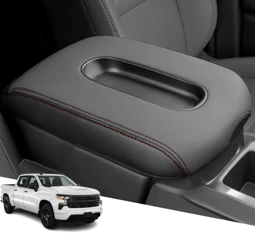 Vista 10 de Great-luck Funda de cuero para consola central con protector de reposabrazos y accesorios (costuras negras) para Nissan Rogue