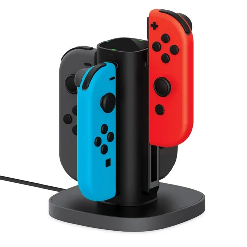 TALK WORKS Joy-Con Charger Dock For Nintendo Switch Gaming Controllers - 4-Remote Docking Charging Station Compatible w Switch OLED (Black)