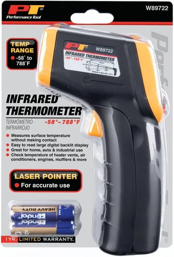 Vista 4 de Performance Tool Termómetro infrarrojo sin contacto del laser de W89722 Digitaces, naranja y negro con relación del punto 12:1
